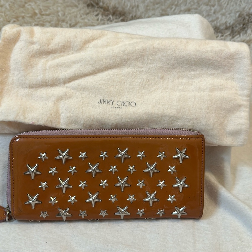EUC Jimmy Choo zip wallet with dusty